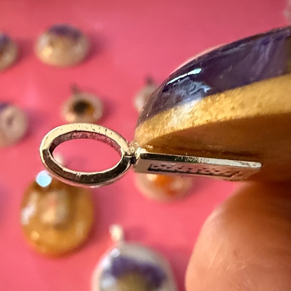 Unique Artisan Gold and Purple Floral Pendant Necklace - Picture 8 of 8